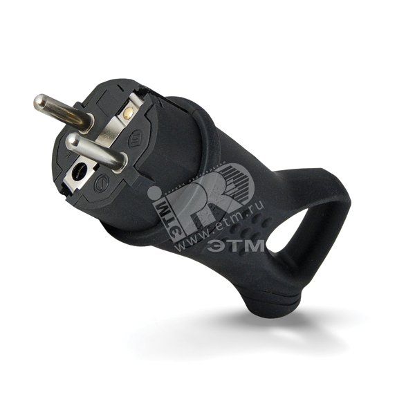 Вилка угловая однофазная с ушком каучук