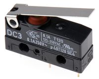 DC3C-A1LC, ZF SPDT-NO/NC Hinge Lever Microswitch, 100 mA @ 30 V dc, Микропереключатель