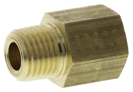 0164 14 13, Legris LF3000 250 bar Brass Pneumatic Straight Threaded Adapter, NPT 1/4 Male To G 1/4 Female, Переходник