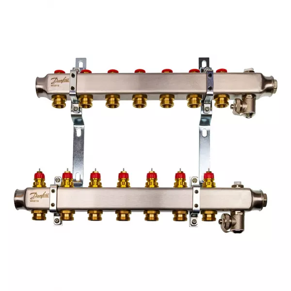 Комплект коллекторов Danfoss SSM-7 с кронштейнами для 7 контуров