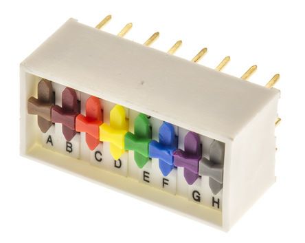 ED57387, ERG 8 Way Through Hole DIP Switch 8PDT, Переключатель