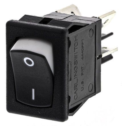 621-1591909WXCS, Carlingswitch Double Pole Single Throw (DPST), On-None-Off Rocker Switch Panel Mount, Клавишный переключатель