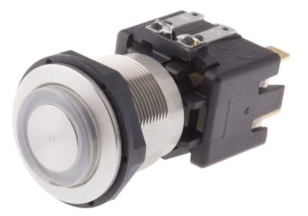 1241.6824.1121000, Schurter Double Pole Double Throw (DPDT) Latching Red LED Push Button Switch, IP64, 19 (Dia.)mm, Panel Mount, 125/250V, Кнопочный переключатель