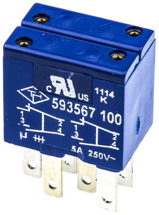 TH593567100, Saia-Burgess 2 NO/2 NC Push Button Contact Block for use with Rectangular Momentary Pushbutton 4178545, Контактный блок