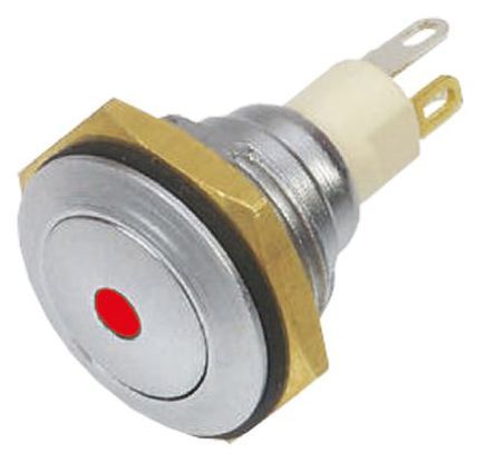57M-211R, ITW 57M Single Pole Single Throw (SPST) Latching Red LED Miniature Push Button Switch, IP67, 16.1 (Dia.)mm, Panel, Кнопочный переключатель