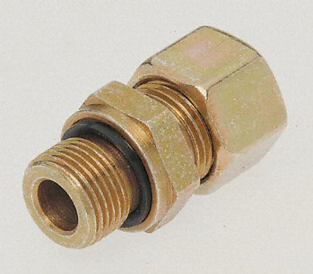 GE08LR3/8EDCF, Parker Threaded-to-Tube Pneumatic Fitting G 3/8 to Push In 8 mm, GE-R-ED Series, 420 bar, Переходник