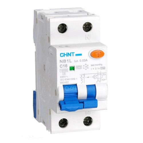 Диф. автомат NB1L 2P C16 30mA тип AC 10KA (54mm) (R) (CHINT)
