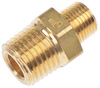 0121 13 10, Legris LF3000 100 bar Brass Pneumatic Straight Threaded Adapter, R 1/4 Male To R 1/8 Male, Переходник