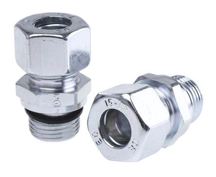 GE15LREDCF, Parker Threaded-to-Tube Pneumatic Fitting G 1/2 to Push In 15 mm, GE-R-ED Series, 400 bar, Переходник