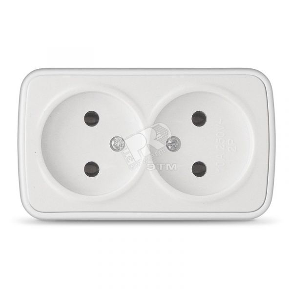Розетка Электра двойная без заземления белая