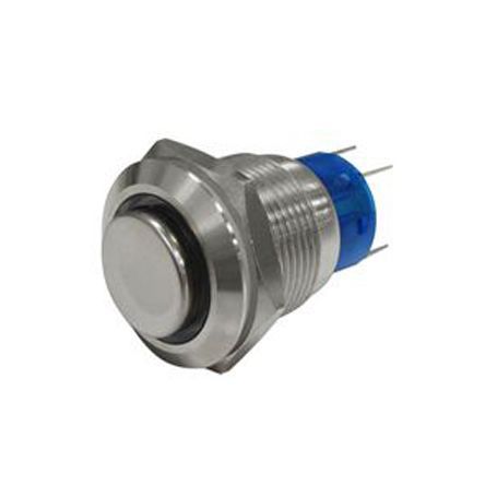 MPB19-A0F10E-612-JQ, RS PRO Single Pole Double Throw (SPDT) Momentary Green LED Push Button Switch, IP67, 19.2 (Dia.)mm, Panel Mount, 250V ac, Кнопочный переключатель