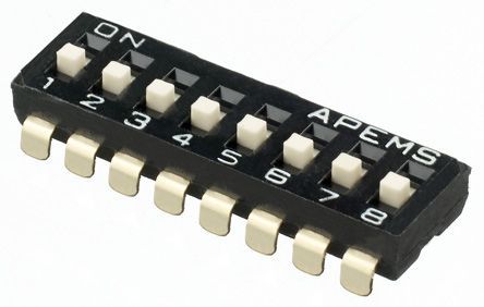 IKD0804101, APEM 8 Way Surface Mount DIP Switch 8P, Raised Actuator, Переключатель