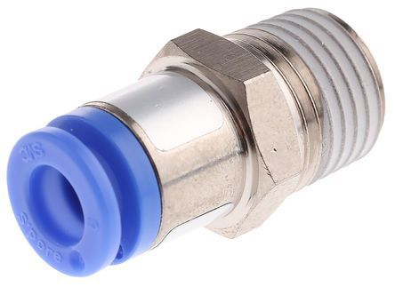 KQ2H08-01NS, SMC Threaded-to-Tube Pneumatic Fitting R 1/8 to Push In 8 mm, KQ2 Series, 1 MPa, Прямой фитинг