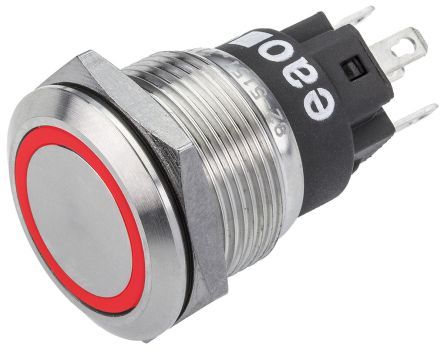 82-5153.1113, EAO Single Pole Double Throw (SPDT) Momentary Red LED Push Button Switch, IK10, IP65, IP67, 19 (Dia.)mm, Panel Mount,, Кнопочный переключатель