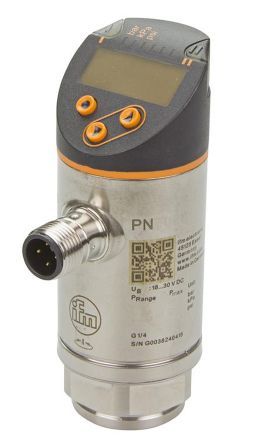 PN3594, ifm electronic Pressure Sensor for Fluid , 10bar Max Pressure Reading Analogue + PNP-NO/NC Programmable, Датчик давления