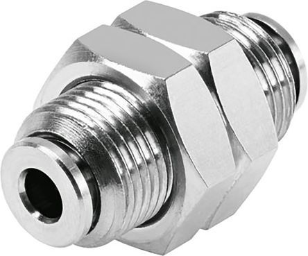 NPQH-H-Q4-E-P10, Festo Pneumatic Bulkhead Tube-to-Tube Adapter Straight Push In 4 mm to Push In 4 mm, Переходник
