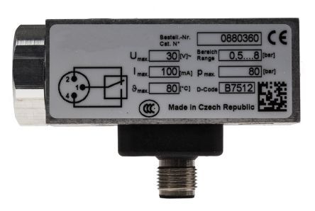 0880360000000000, RS PRO Pressure Switch, M12 x 1 0.5bar to 8 bar