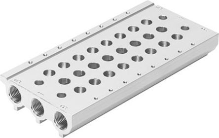 VABM-L1-14S-G14-6, Festo 6 stations G 1/4 Manifold Base, Aluminium Alloy 1/4 in G