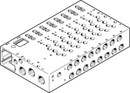 VABM-L1-14W-G14-20-GR, Festo 20 stations G 1/4 Manifold Base, Aluminium Alloy 1/4 in G