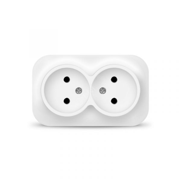 Розетка двухместная серия IONICH, б/з, о/у, 16А, 220В, белая (еврослот)