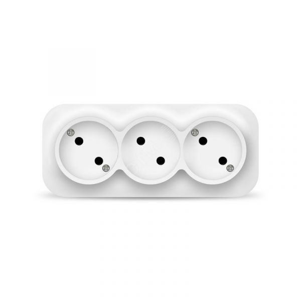 Розетка трехместная серия IONICH, б/з, о/у, 16А, 220В, белая (еврослот)