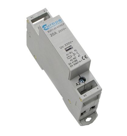 EUC1-20-NONCP, Europa 2 Pole Contactor - 20 A, 230 V ac Coil, NO/NC, 4 kW, Контактор