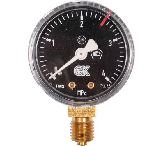 Манометр ацетиленовый Физтех МП2-Уф 0-0,4 МПа кт.2,5 d.50 IP40 M12х1,5 РШ Ац (C2H2) 4687205178268