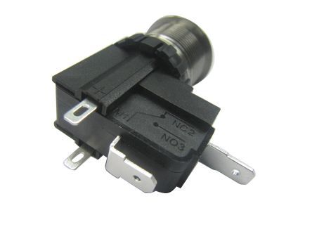 MW19-A0F0E124-A1DB, RS PRO Single Pole Single Throw (SPST) Momentary White LED Push Button Switch, IP67, 19.1 (Dia.)mm, Panel Mount, Power, Кнопочный переключатель