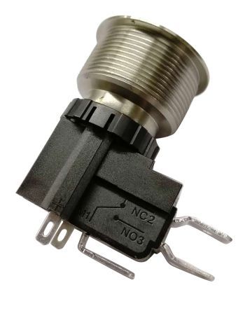 MW25-A0F0L124-A3ZA, RS PRO Single Pole Double Throw (SPDT) Momentary White LED Push Button Switch, IP67, 25.2 (Dia.)mm, Panel Mount, Power, Кнопочный переключатель