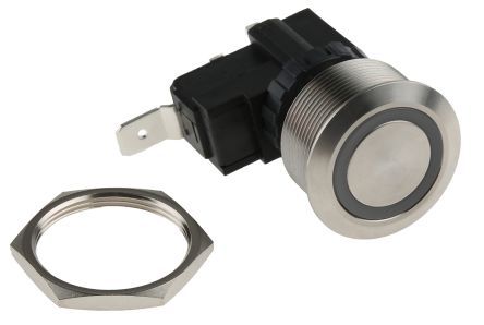 MW25-A0F1E124-A3TA, RS PRO Single Pole Single Throw (SPST) Maintained White LED Push Button Switch, IP67, 25.2 (Dia.)mm, Panel Mount, 250 /, Кнопочный переключатель