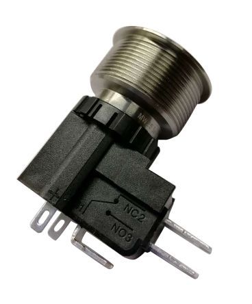 MW25-A0F1L124-A1ZB, RS PRO Single Pole Double Throw (SPDT) Latching White LED Push Button Switch, IP67, 25.2 (Dia.)mm, Panel Mount, Power, Кнопочный переключатель