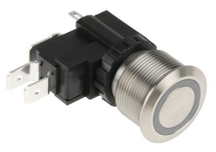 MW22-A0F0E124-A3ZA, RS PRO Single Pole Double Throw (SPDT) Momentary White LED Push Button Switch, IP67, 22.2 (Dia.)mm, Panel Mount, 250 /, Кнопочный переключатель