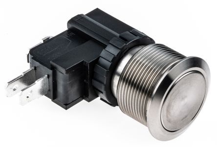 MW22-A0F1L124-A1ZB, RS PRO Single Pole Double Throw (SPDT) Latching White LED Push Button Switch, IP67, 22.2 (Dia.)mm, Panel Mount, Power, Кнопочный переключатель