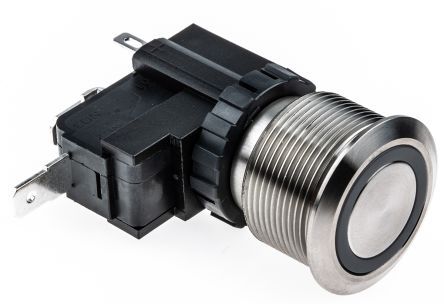 MW22-A0F1E124-A1TB, RS PRO Single Pole Single Throw (SPST) Latching White LED Push Button Switch, IP67, 22.2 (Dia.)mm, Panel Mount, 250 /, Кнопочный переключатель