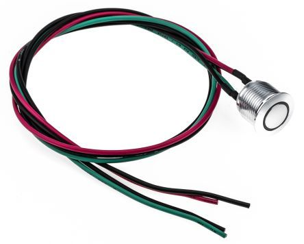 MPB16-CARE-7-T1R-0V, RS PRO Single Pole Single Throw (SPST) Momentary Blue LED Push Button Switch, IP67, 16 (Dia.)mm, Panel Mount, 36V dc, Кнопочный переключатель