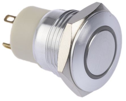 MPB16L-CARE-03-JR-24V, RS PRO Single Pole Single Throw (SPST) Momentary Red LED Push Button Switch, IP67, 16 (Dia.)mm, Panel Mount, 36V dc, Кнопочный переключатель