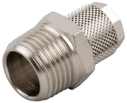 0100000003, RS PRO Threaded-to-Tube Pneumatic Fitting R 1/8 to Push In 6 mm, Прямой фитинг
