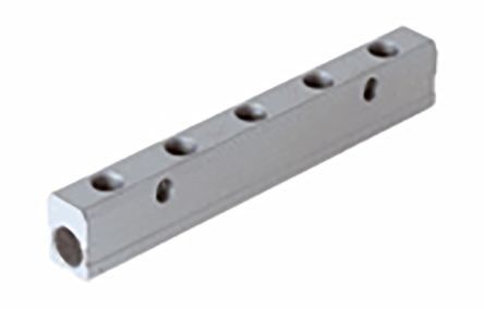 060470011BGAG, RS PRO 6 Outlet Ports Aluminium Pneumatic Manifold Tube-to-Tube Fitting 3/8 in Female, Фитинг