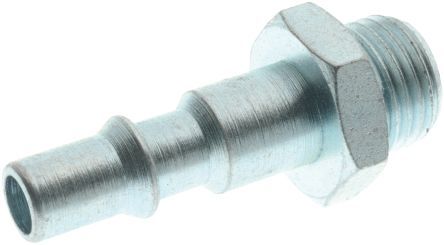 241AC005103ZI, RS PRO Straight Male Hose Coupling 6.35mm Male Threaded to Hose Tail, 1/4 in Male, Aluminium, Муфта
