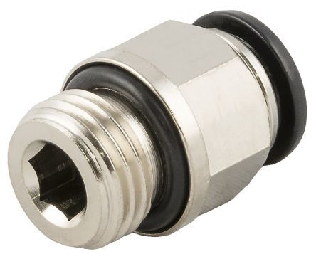 5002000N05, RS PRO Threaded-to-Tube Pneumatic Fitting G 1/8 to Push In 8 mm, 20 bar, Прямой фитинг