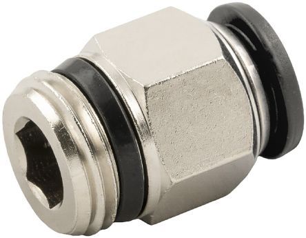 5500000016, RS PRO Threaded-to-Tube Pneumatic Fitting R 1/2 to Push In 8 mm, 20 bar, Прямой фитинг