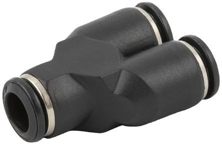 5531000005, RS PRO Pneumatic Y Tube-to-Tube Adapter, Push In 8 mm x Push In 8 mm x Push In 8 mm