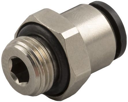 5602000009, RS PRO Threaded-to-Tube Pneumatic Fitting M5 to Push In 6 mm, 20 bar, Прямой фитинг