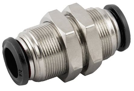 5005000N04, RS PRO Pneumatic Bulkhead Fitting Bulkhead Connector Push In 10 mm to Push In 10 mm, Переходник