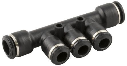 5535000001, RS PRO 3 Outlet Ports Pneumatic Manifold Tube-to-Tube Fitting, Push In 4mm Outlet, Фитинг