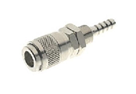 0011900001, RS PRO Pneumatic Quick Connect Coupling Nickel Plated Brass Hose Barb, Муфта