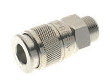 0019100003, RS PRO Pneumatic Quick Connect Coupling Nickel Plated Brass 1/2in Threaded, Муфта