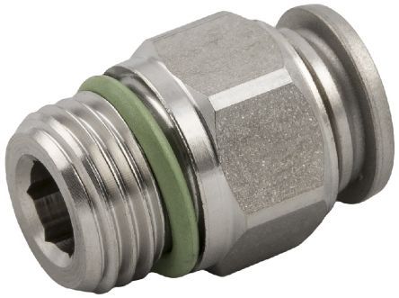 6002000011, RS PRO Threaded-to-Tube Pneumatic Fitting M5 to Push In 4 mm, 20 bar, Прямой фитинг