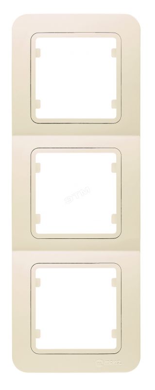 Lillium Рамка вертикальная 3 поста бежевая с вставкой