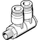 QSLV2-1/4-8, Festo Pneumatic Fitting 1 x R 1/4 Inlet to 2 x Push In 8 mm Outlet Ports, Фитинг